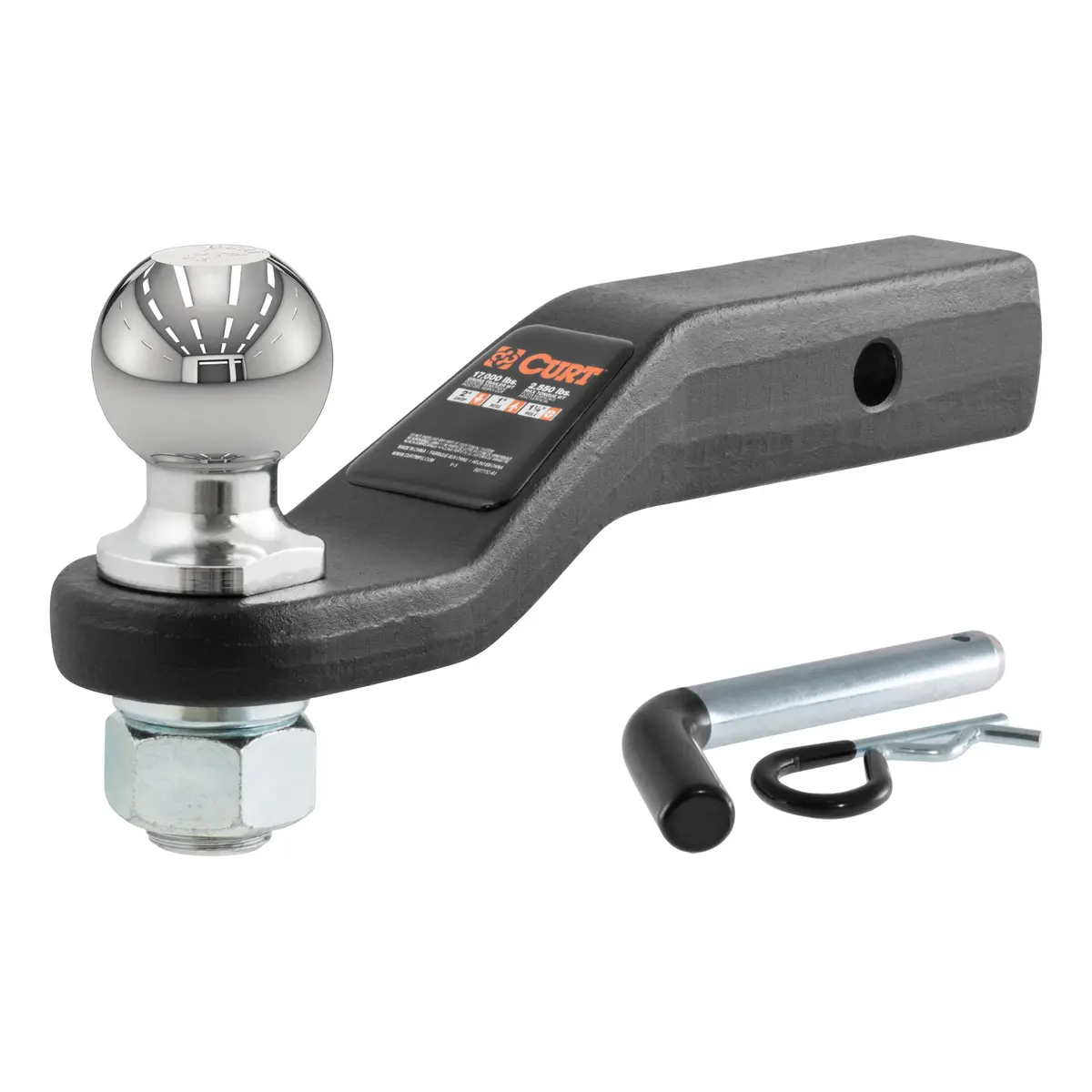 Curt 45331 Trailer Hitch Ball Mount With 2-5/16-Inch Trailer Ball & Hitch Pin, Fits 2-Inch Receiver, 15,000 Lbs. Gtw, 2-Inch Drop 1