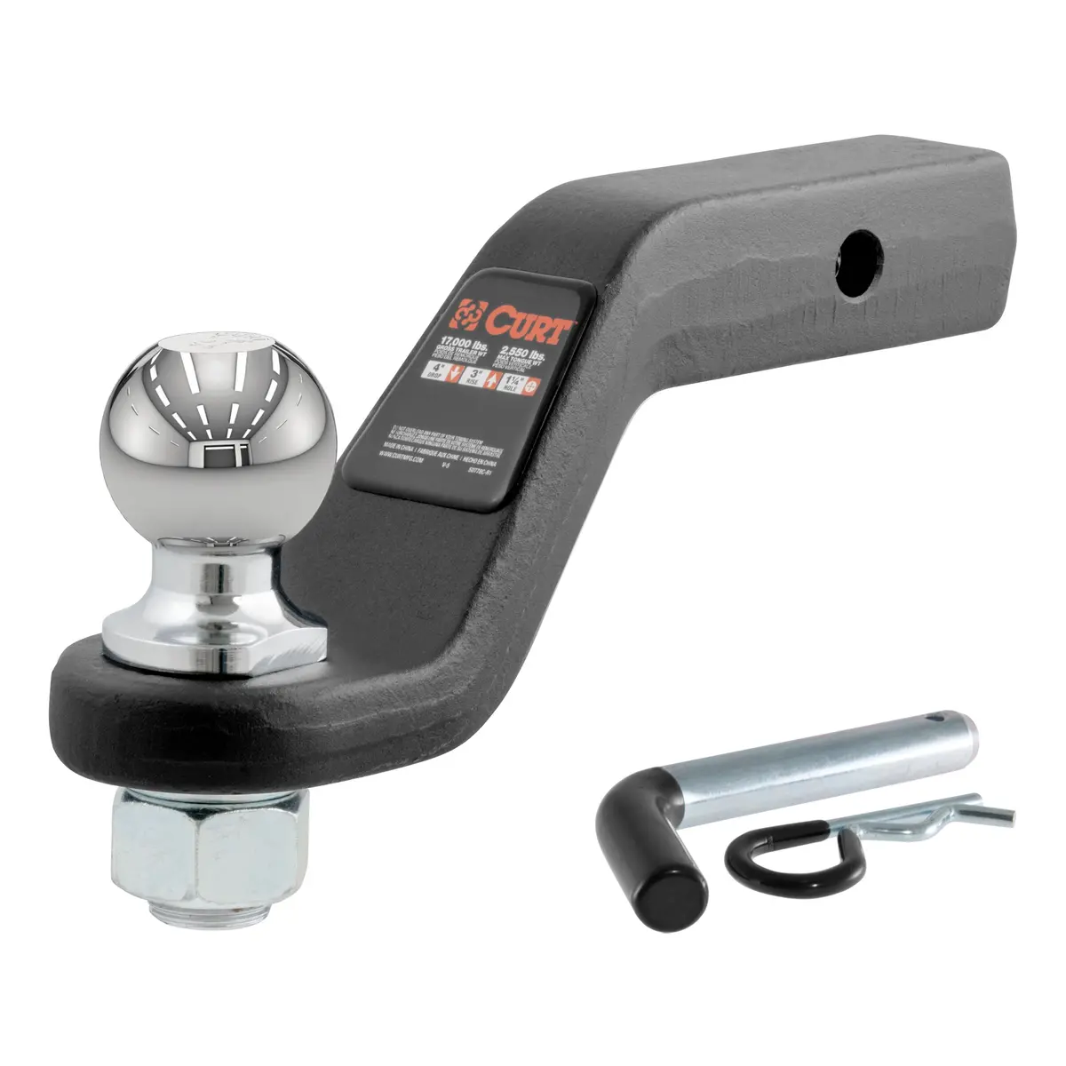 Curt 45332 Trailer Hitch Ball Mount With 2-5/16-Inch Trailer Ball & Hitch Pin, Fits 2-Inch Receiver, 15,000 Lbs. Gtw, 4-Inch Drop 1