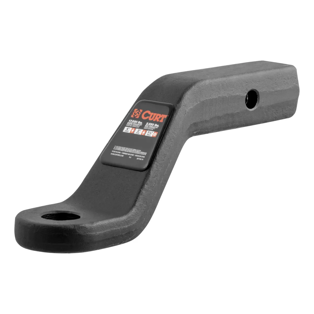 Curt 45341 Forged Trailer Hitch Ball Mount, Fits 2-Inch Receiver, 17,000 Lbs. Gtw, 1-1/4-Inch Ball Hole, 4-Inch Drop, 3-Inch Rise 1