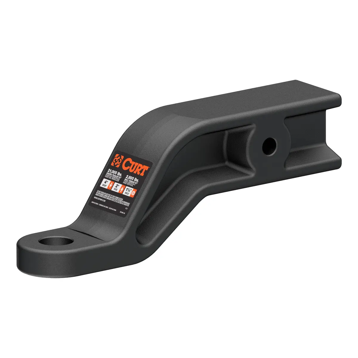 Curt 45430 Industrial Duty Forged Trailer Hitch Ball Mount, Fits 3-Inch Receiver, 21,000 Lbs. Gtw, 1-1/4-Inch Ball Hole, 4-Inch Drop, 2-Inch Rise 1