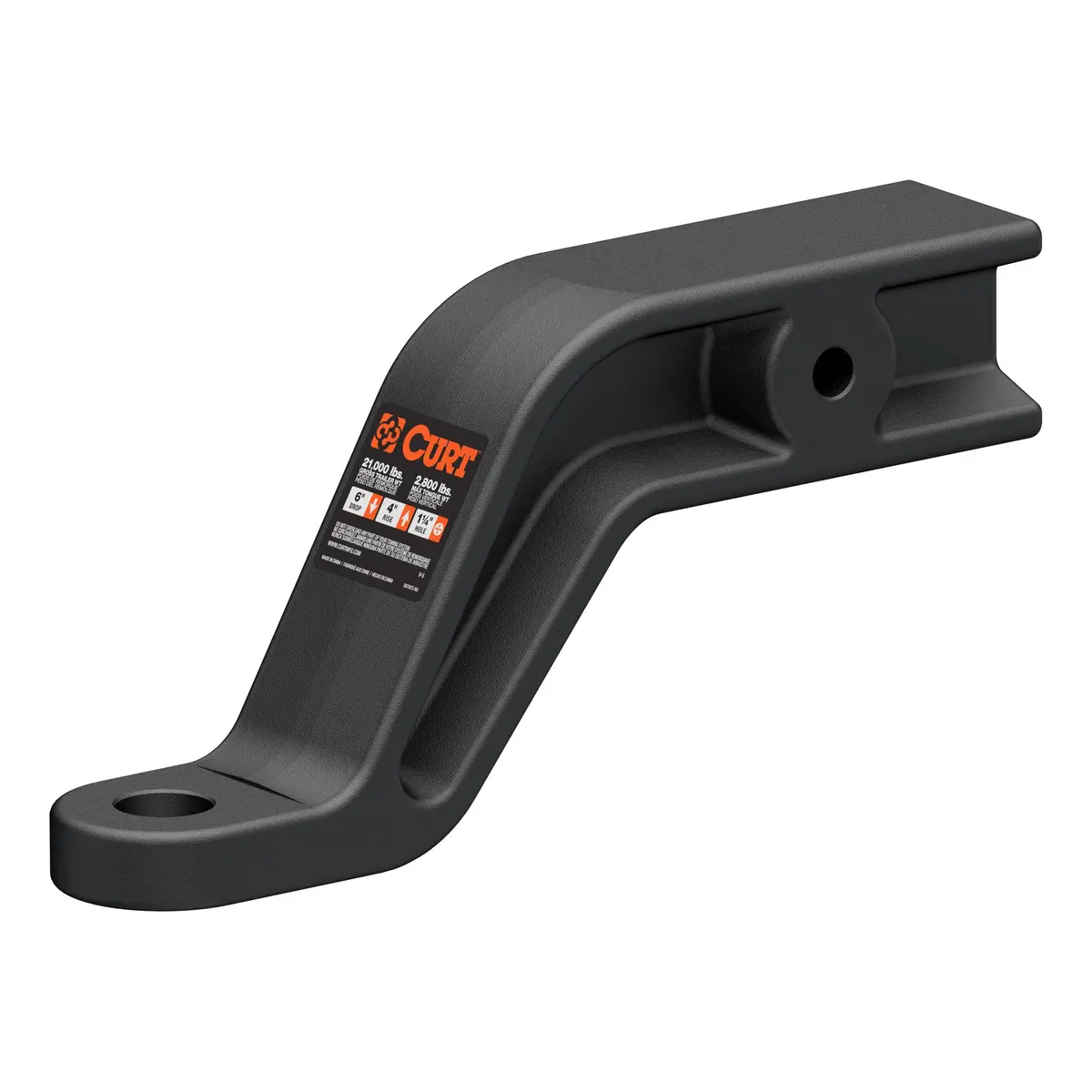 Curt 45431 Industrial Duty Forged Trailer Hitch Ball Mount, Fits 3-Inch Receiver, 21,000 Lbs. Gtw, 1-1/4-Inch Ball Hole, 6-Inch Drop, 4-Inch Rise 1
