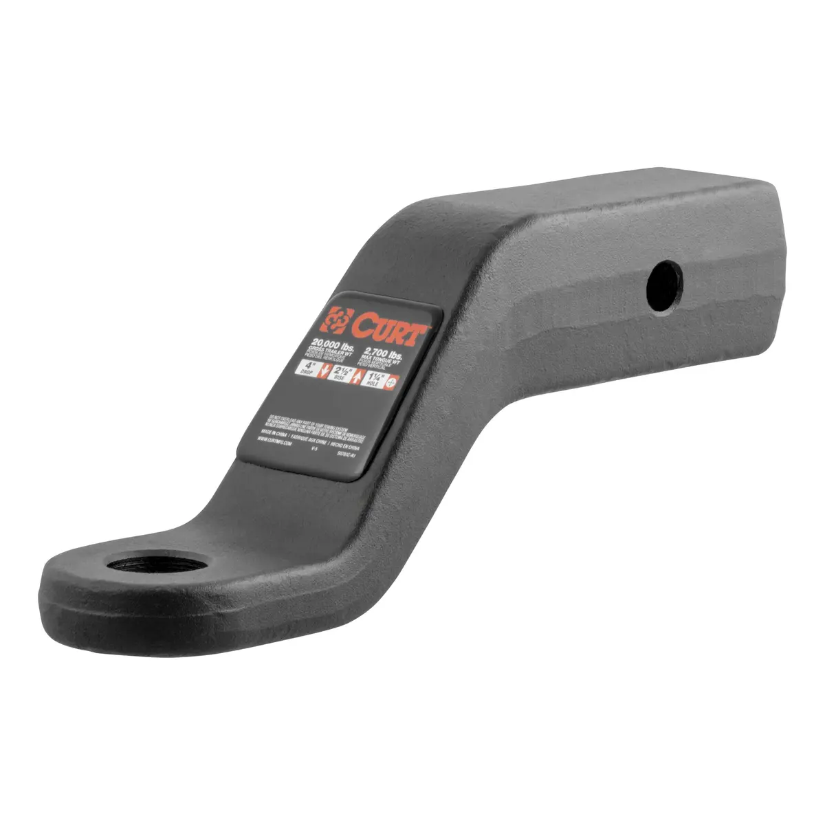 Curt 45458 Commercial Duty Forged Trailer Hitch Ball Mount, Fits 2-1/2-Inch Receiver, 20,000 Lbs. Gtw, 1-1/4-Inch Ball Hole, 4-Inch Drop, 2-1/2-Inch Rise 1