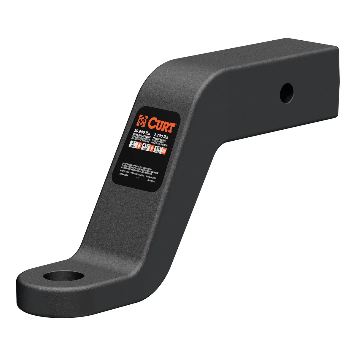 Curt 45459 Commercial Duty Forged Trailer Hitch Ball Mount, 2-1/2-Inch Receiver, 20,000 Lbs. Gtw, 1-1/4-Inch Ball Hole, 6-Inch Drop, 4-1/2-Inch Rise 1