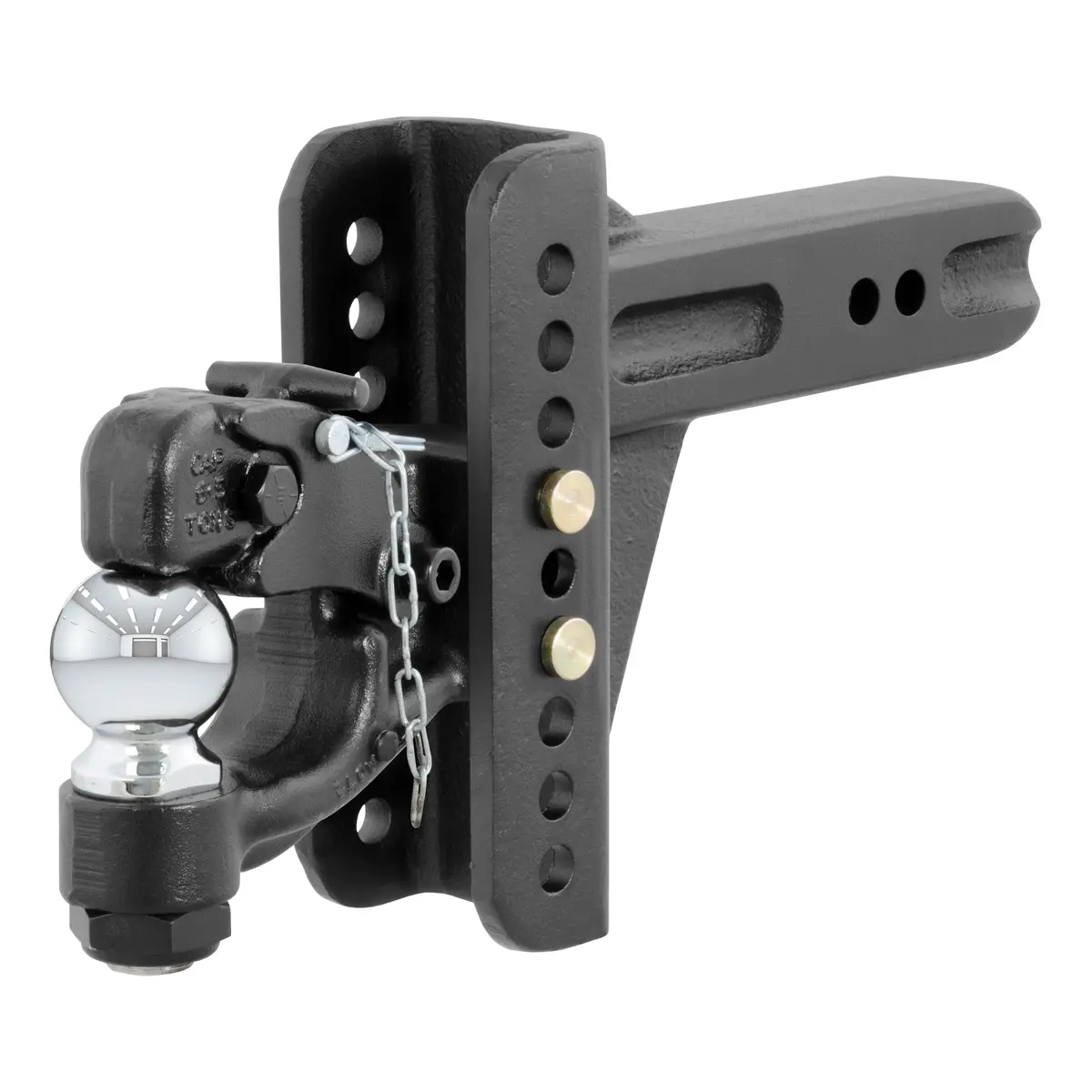 Curt 45908 Adjustable Pintle Hitch Combination, Fits 2-1/2-Inch Receiver, Fits 2-1/2-Inch Or 3-Inch Lunette Ring, 6-Inch Drop, 5-1/4-Inch Rise, 2-5/16-Inch Hitch Ball, 20,000 Lbs. Gtw 1