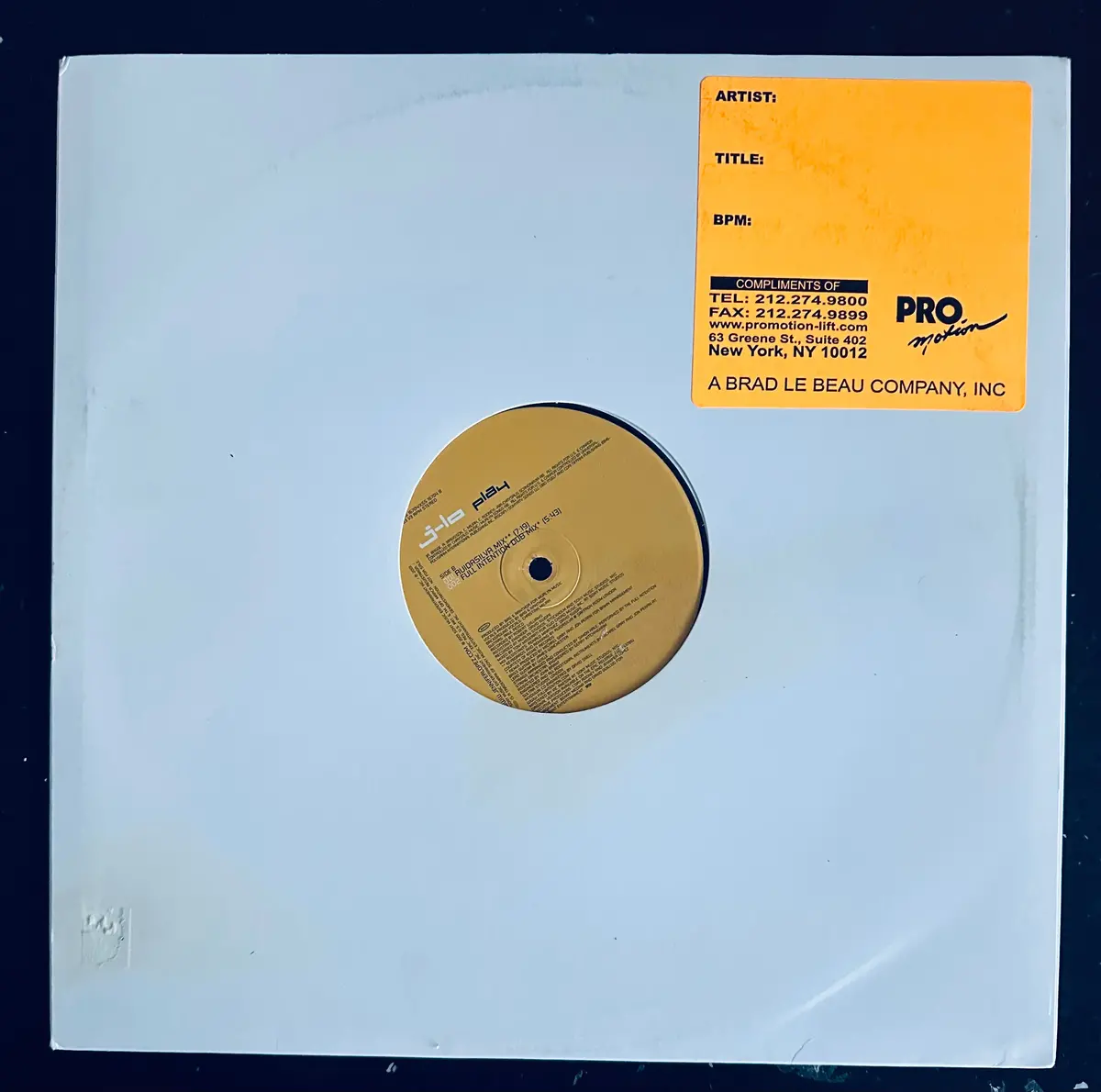 Jennifer Lopez - Play 12" Single Lp Vinyl 2001 - Used 2