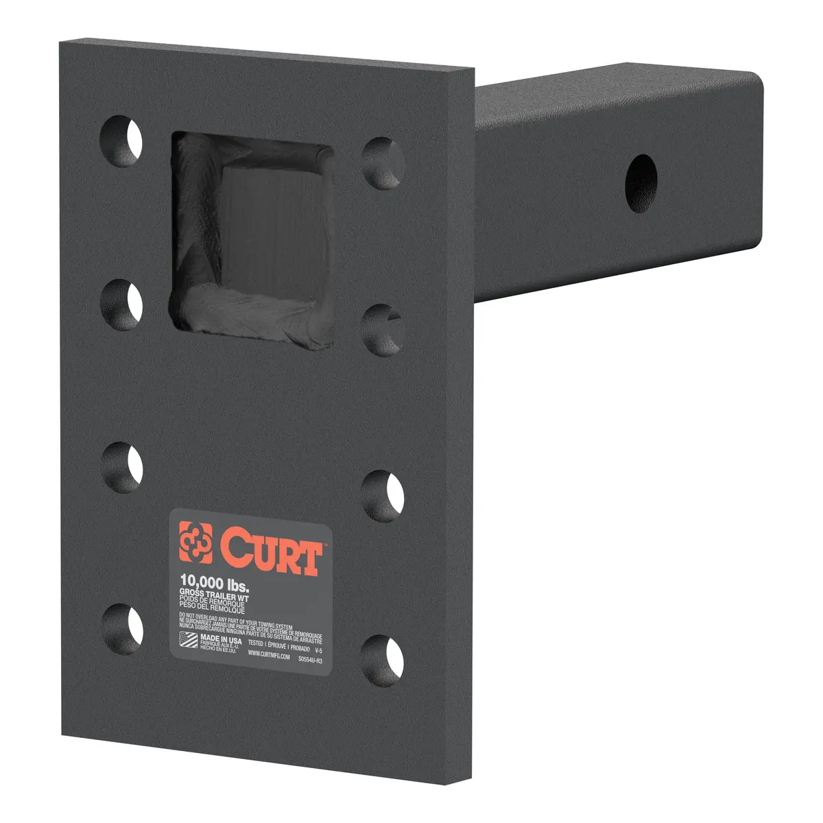 Curt 48323 Adjustable Pintle Mount For 2-Inch Hitch Receiver, 10,000 Lbs., 6-1/2-Inch Drop, 6-Inch Length 1