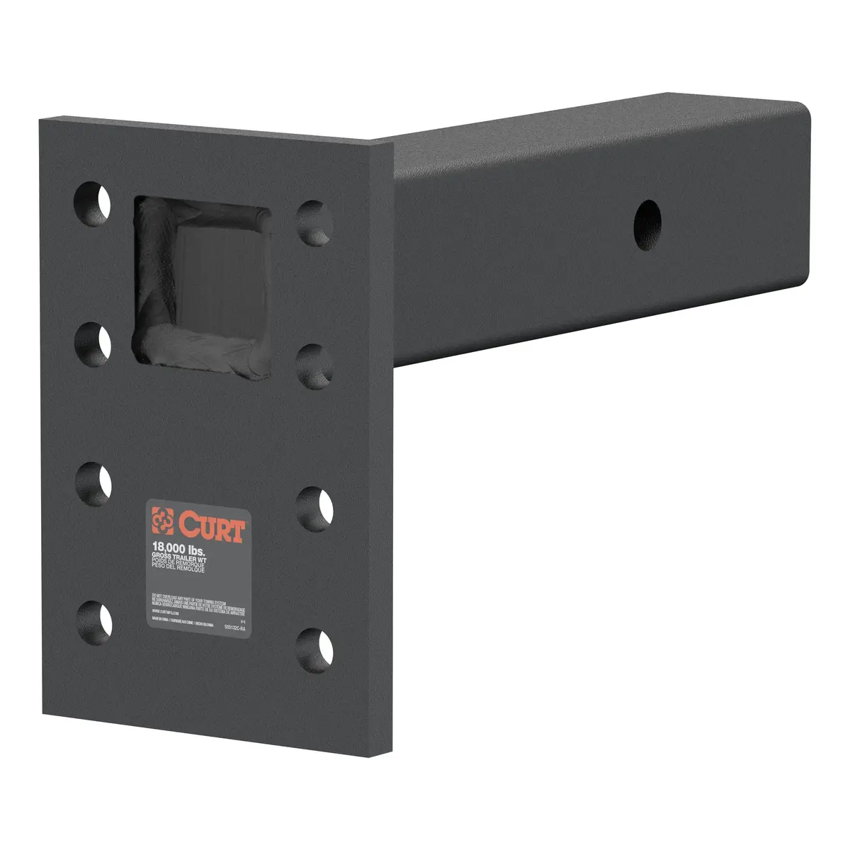 Curt 48329 Adjustable Pintle Mount For 2-1/2-Inch Hitch Receiver, 18,000 Lbs., 6-1/2-Inch Drop, 8-Inch Length 1