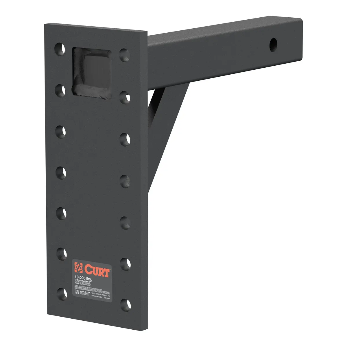 Curt 48342 Adjustable Pintle Mount For 2-Inch Hitch Receiver, 10,000 Lbs., 11-1/2-Inch Drop, 12-Inch Length 1