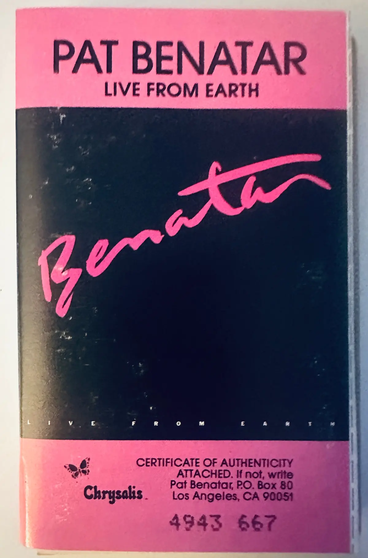 Pat Benatar - Live From Earth  Cassette Tape  - Used 1