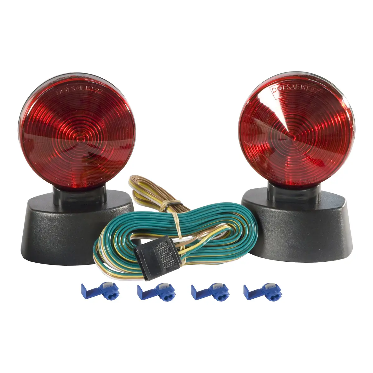 Curt 53200 Magnetic Trailer Lights For Dinghy Towing, 4-Way Flat Plug, Stop Tail Turn 1