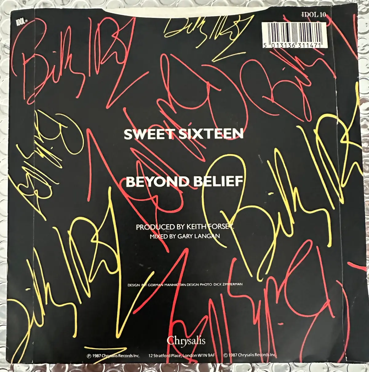 Billy Idol Sweet Sixteen 45 Record 1