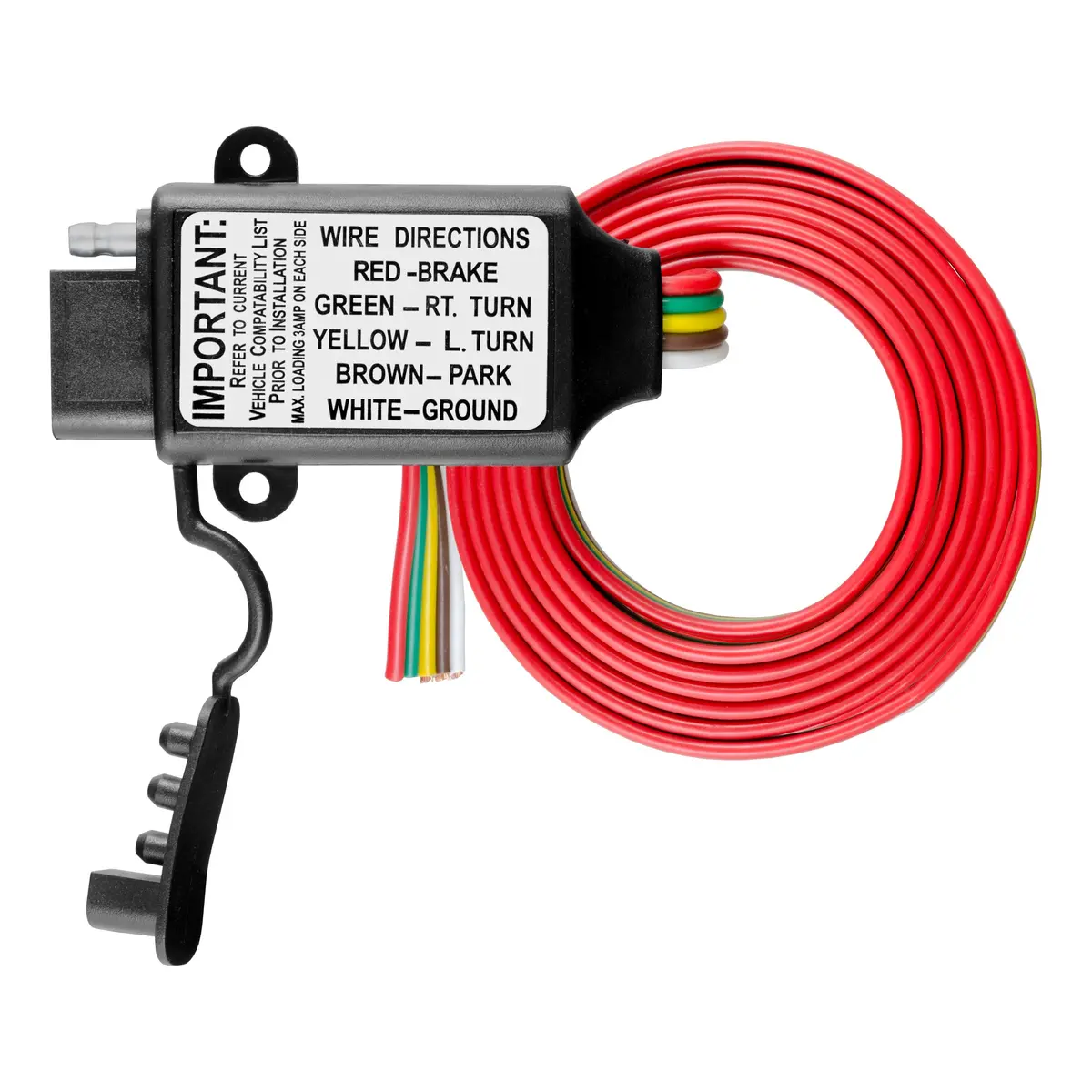 Curt 55177 Non-Powered 3-To-2-Wire Splice-In Trailer Tail Light Converter With 4-Pin Wiring Harness 1