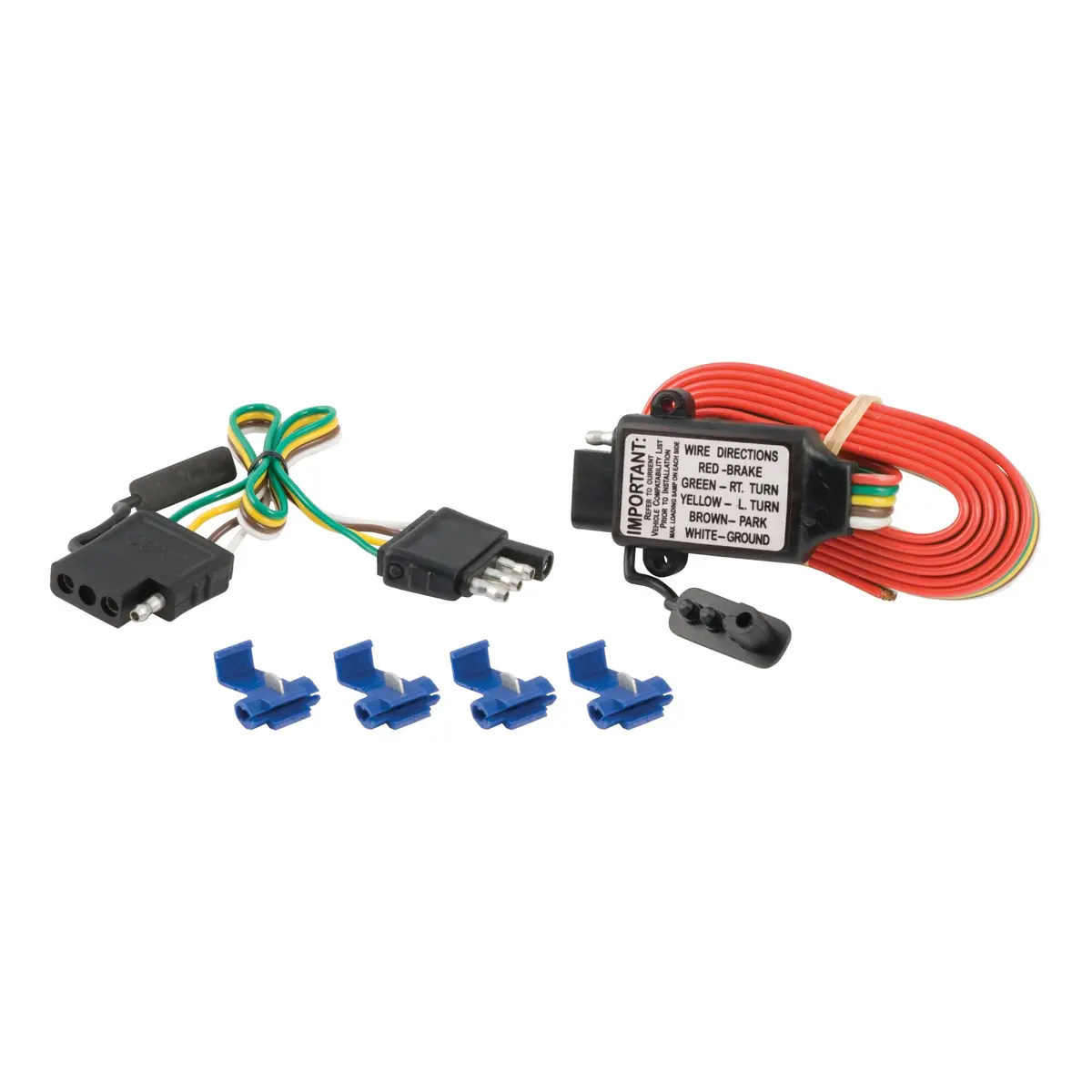 Curt 55179 Non-Powered 3-To-2-Wire Splice-In Trailer Tail Light Converter Kit With 4-Pin Wiring Harness 1