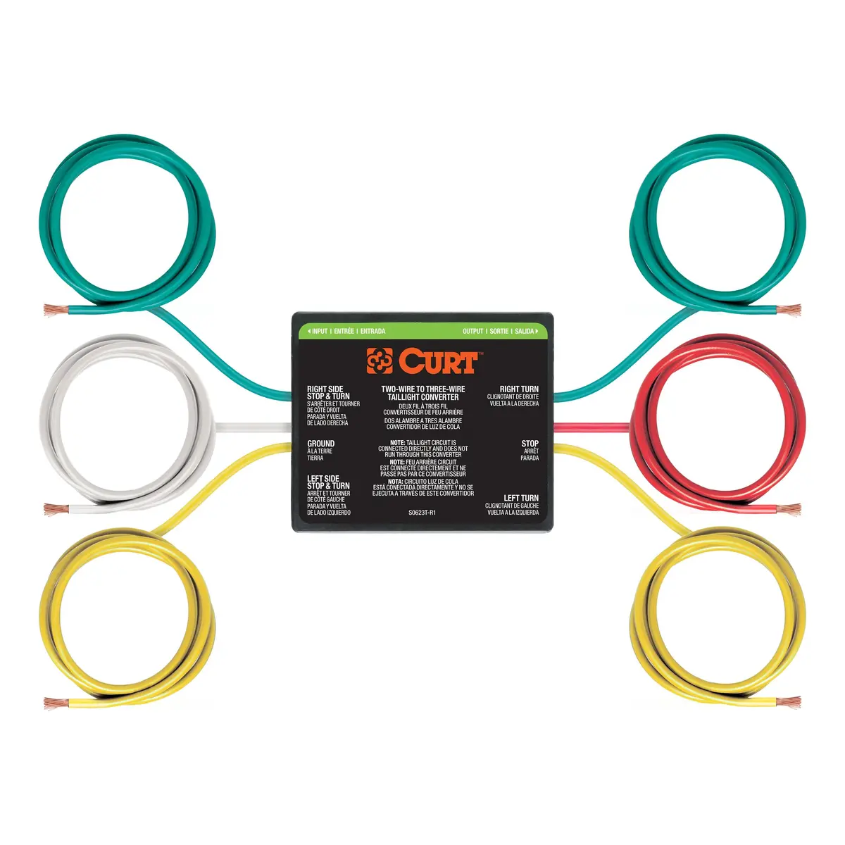 Curt 56196 2-To-3-Wire Splice-In Trailer Tail Light Converter For Rv Dinghy Towing 1