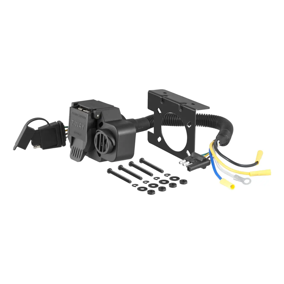 Curt 57102 Dual-Output 4-Way Flat Vehicle-Side To 7-Way Rv Blade Trailer Wiring Adapter With Backup Alarm 1