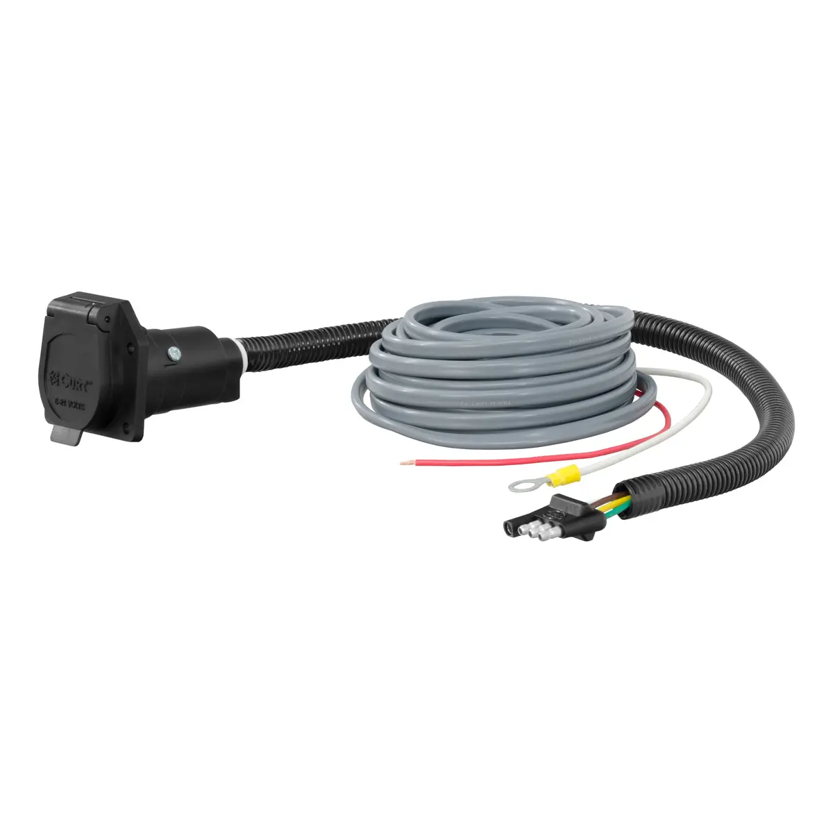 Curt 57186 4-Way Flat Vehicle-Side To 7-Way Rv Blade Trailer Adapter With Brake Controller Wiring 1