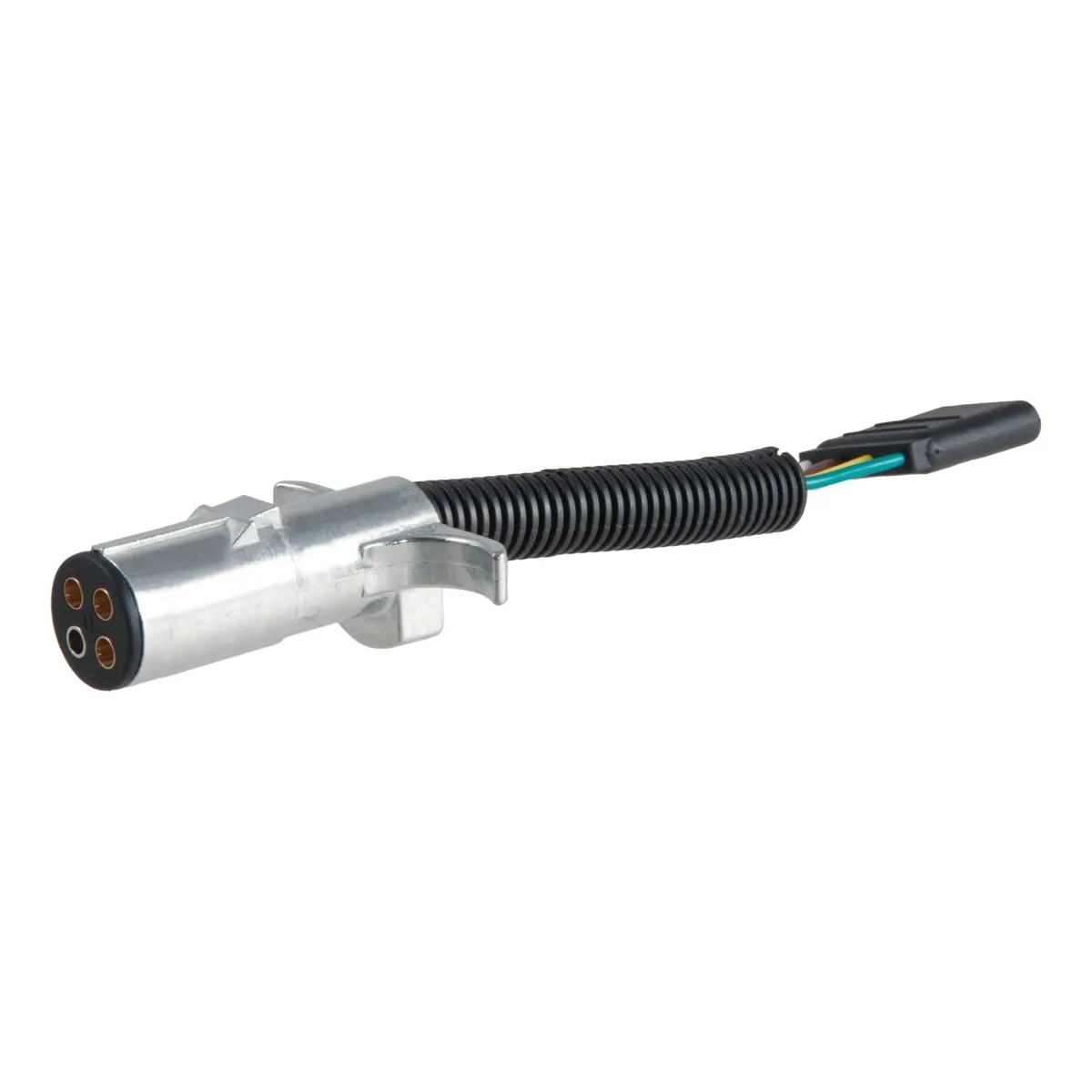 Curt 57444 Towing Electrical Adapter, 4-Way Round Vehicle Side To 4-Way Flat Trailer Side 1