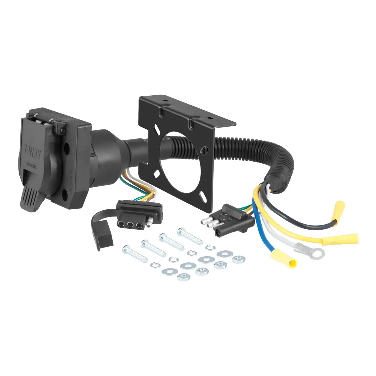 Curt 57672 Dual-Output 4-Way Flat Vehicle-Side To 7-Way Rv Blade Trailer Wiring Adapter 1