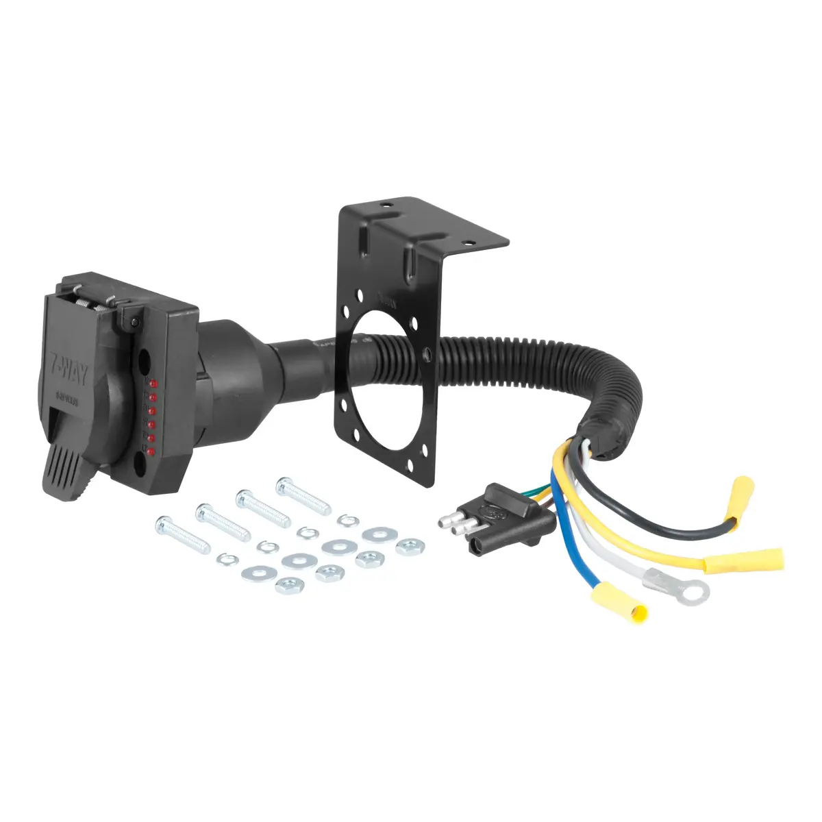 Curt 57676 4-Way Flat Vehicle-Side To 7-Way Rv Blade Trailer Wiring Adapter With Tester 1