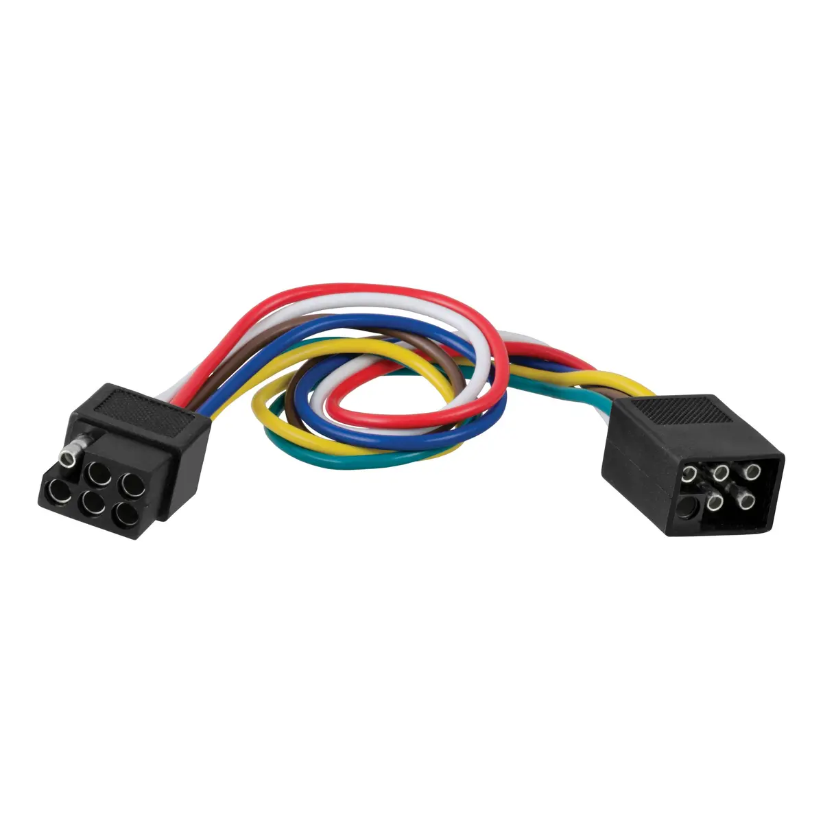 Curt 58034 Vehicle-Side And Trailer-Side Square 6-Way Trailer Wiring Harness Connectors With 12-Inch Wires, 6-Pin Trailer Wiring 1