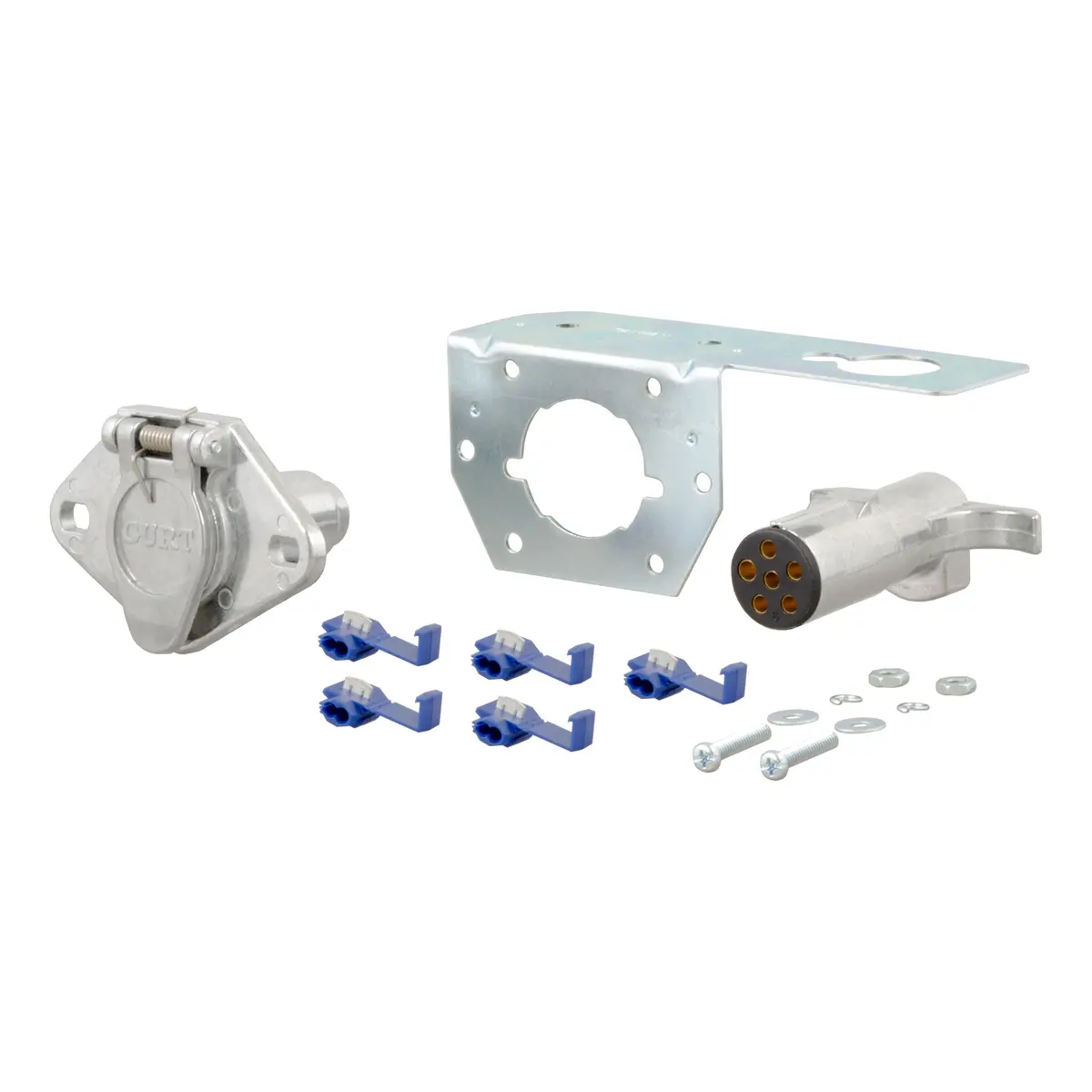 Curt 58093 Vehicle-Side And Trailer-Side 6-Way Round Trailer Wiring Harness Connectors, 6-Pin Trailer Wiring 1