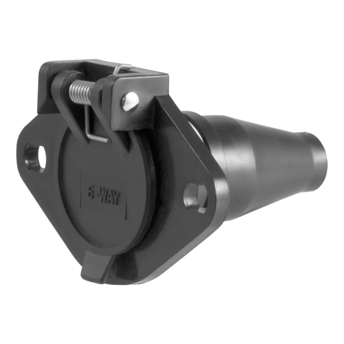 Curt 58130 Vehicle-Side 6-Way Round Trailer Wiring Harness Socket, 6-Pin Trailer Wiring 1