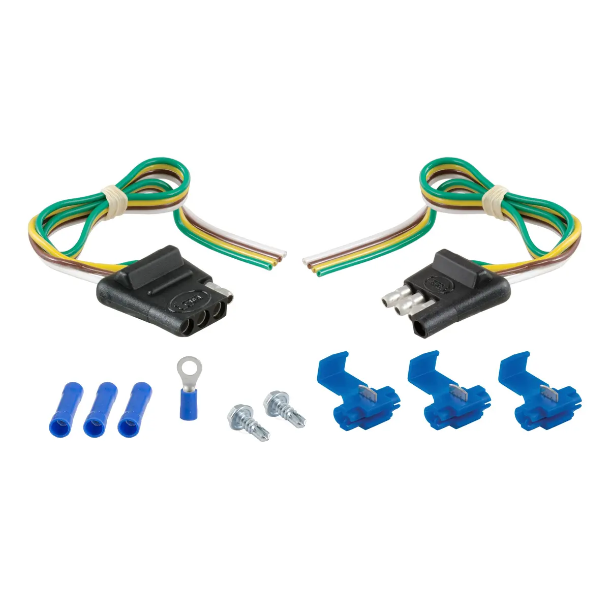 Curt 58344 4-Way Trailer Wiring Harness, 12-Inch Vehicle-Side Wires, 12-Inch Trailer-Side Wires, 4-Pin Trailer Wiring 1