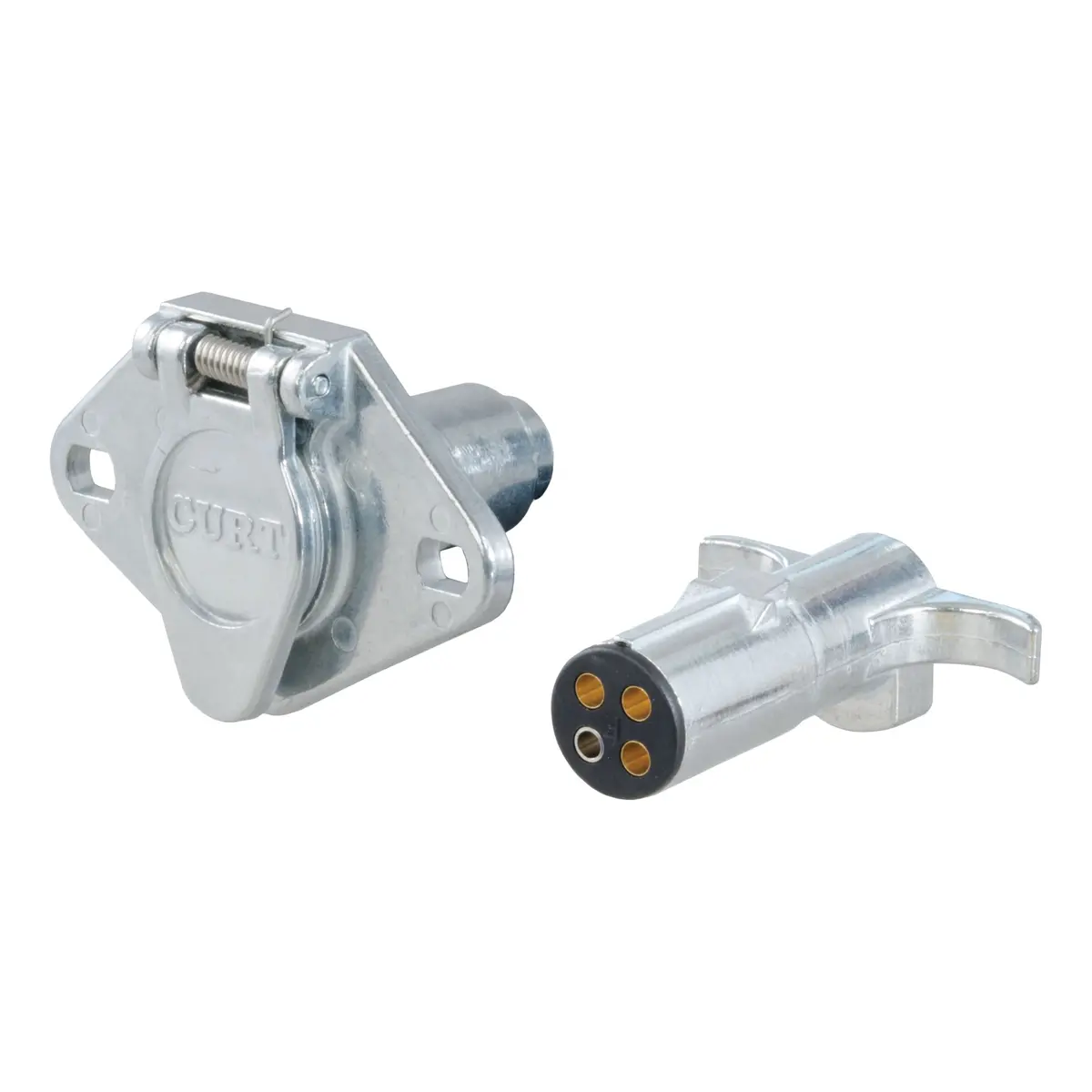 Curt 58671 Vehicle-Side And Trailer-Side 4-Way Round Trailer Wiring Harness Connectors, 4-Pin Trailer Wiring 1