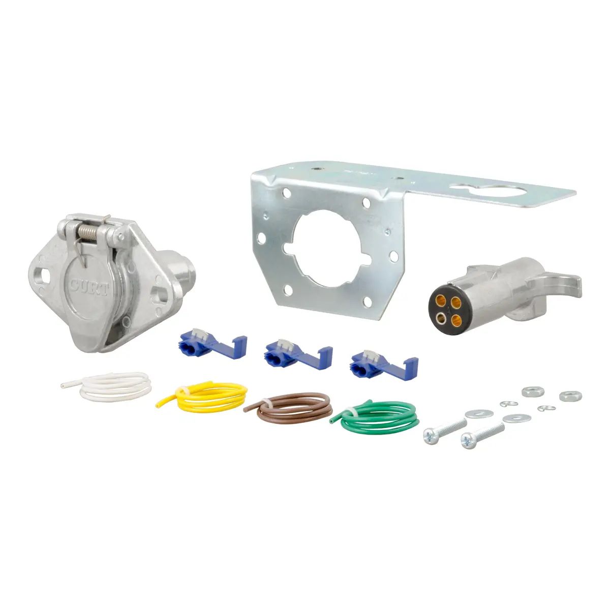 Curt 58677 Vehicle-Side And Trailer-Side 4-Way Round Trailer Wiring Harness Connectors, 4-Pin Trailer Wiring 1
