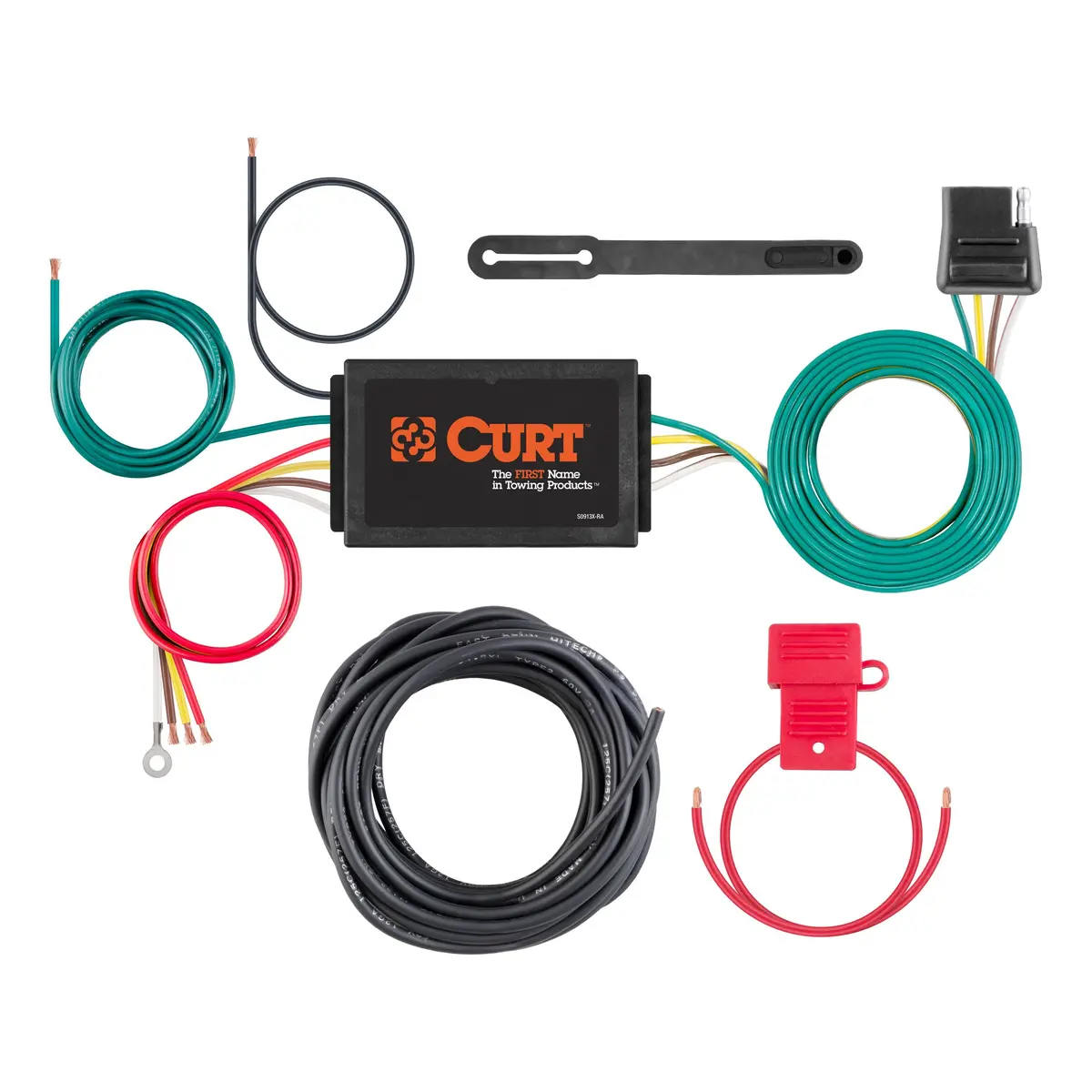 Curt 59190 Powered 3-To-2-Wire Splice-In Trailer Tail Light Converter Kit With 4-Pin Wiring Harness 1