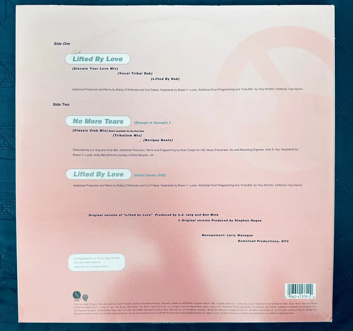 K.D. L Ang 12” Single Lp Vinyl Lifted By Love / Enough Is Enough - Used 2