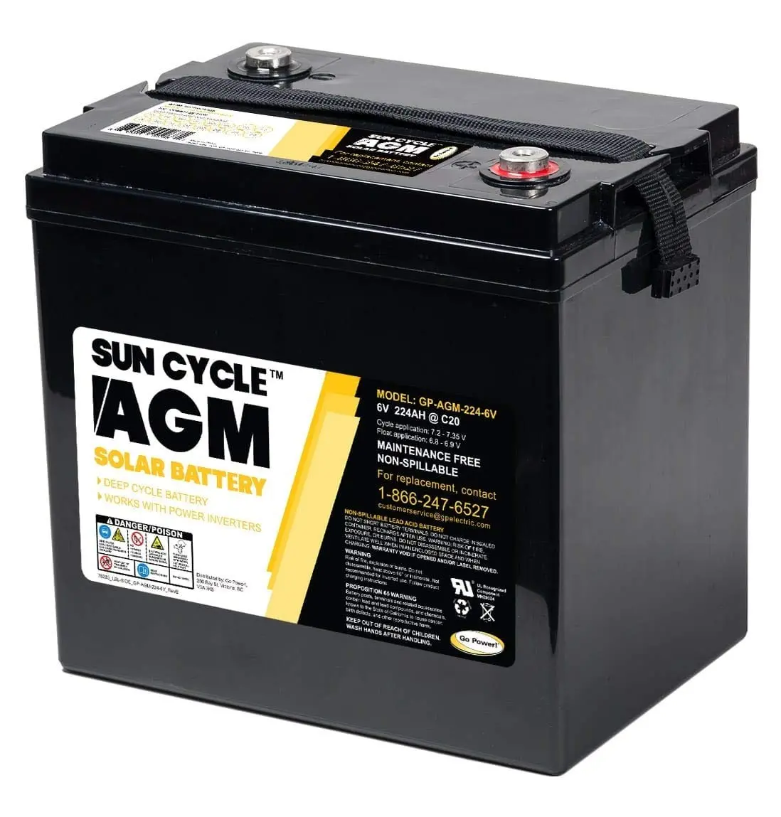 Gp-Agm-224-6V: 224 Amp Hour Agm Solar Battery 6 Volt #77606 1