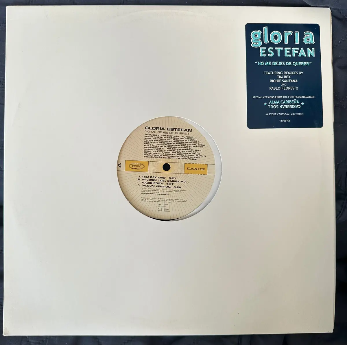 Gloria Estefan 12” Single - No Me Dejes De Querer Promo Lp  Vinyl - Used 1