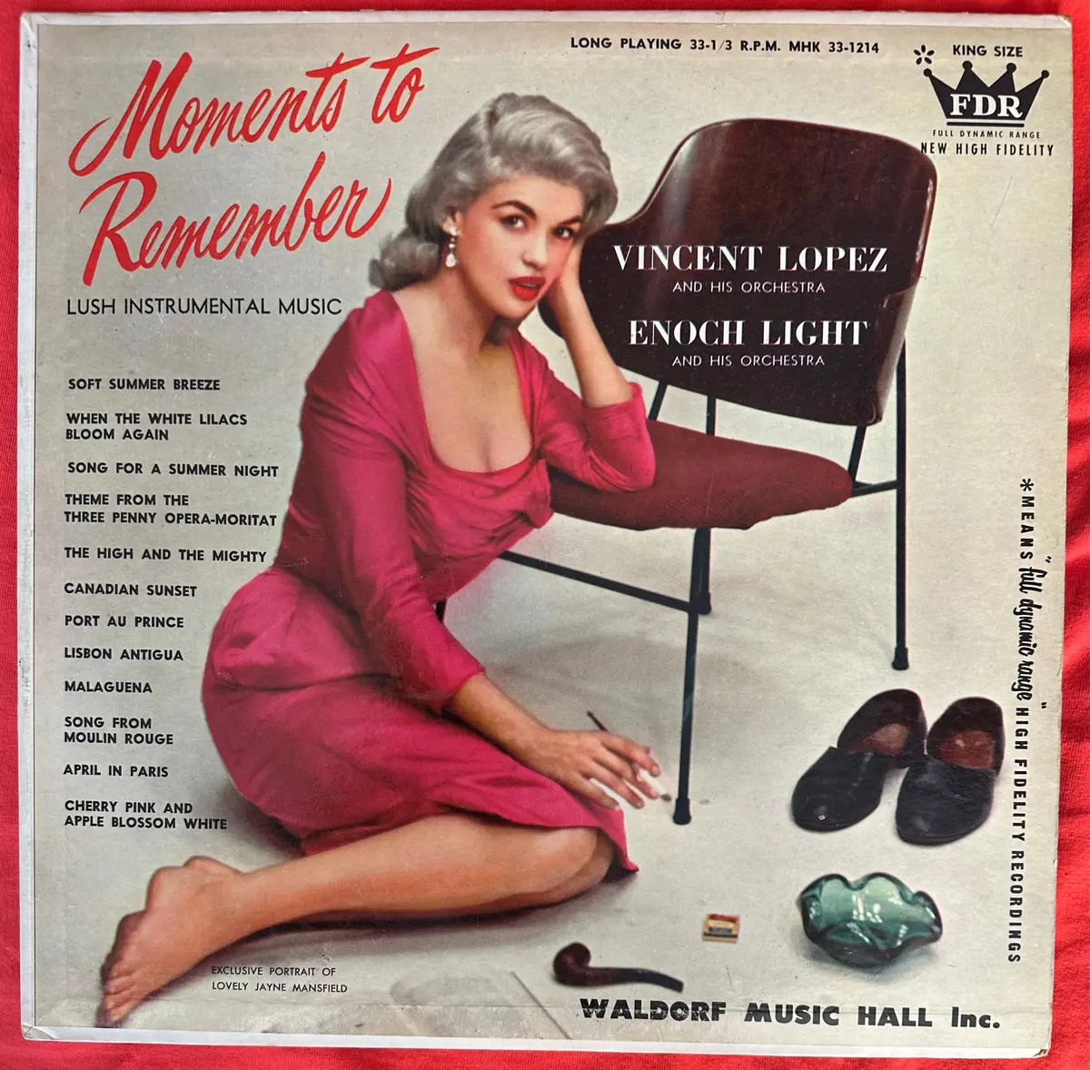 Moments To Remember - Vincent Lopez / Enoch Light Lp Vinyl - Jayne Mansfield - Used 1