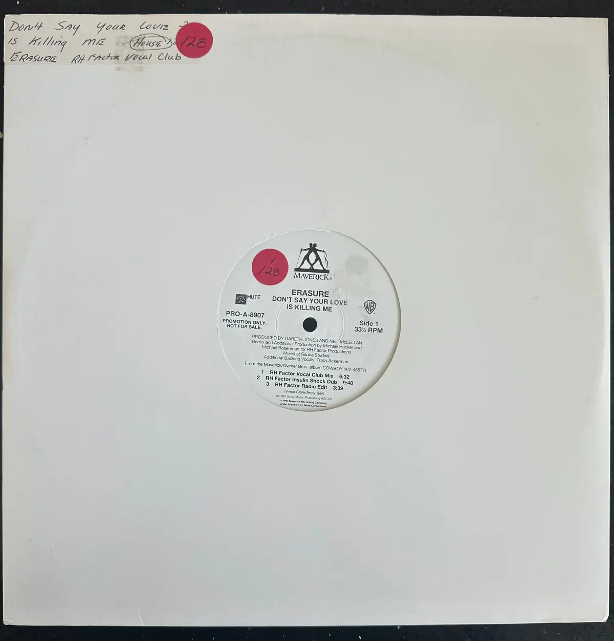 Erasure - Don't Say Your Love Is Killing Me (Promotional Only) 12" Lp Vinyl - 1
