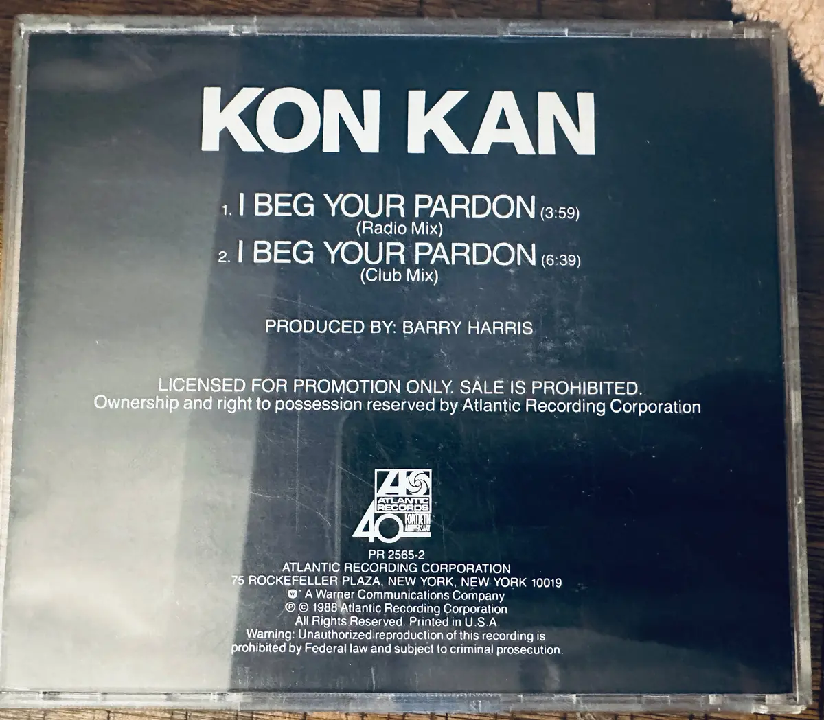 Kon Kan - I Beg Your Pardon, Two Track Promo Cd Single 1