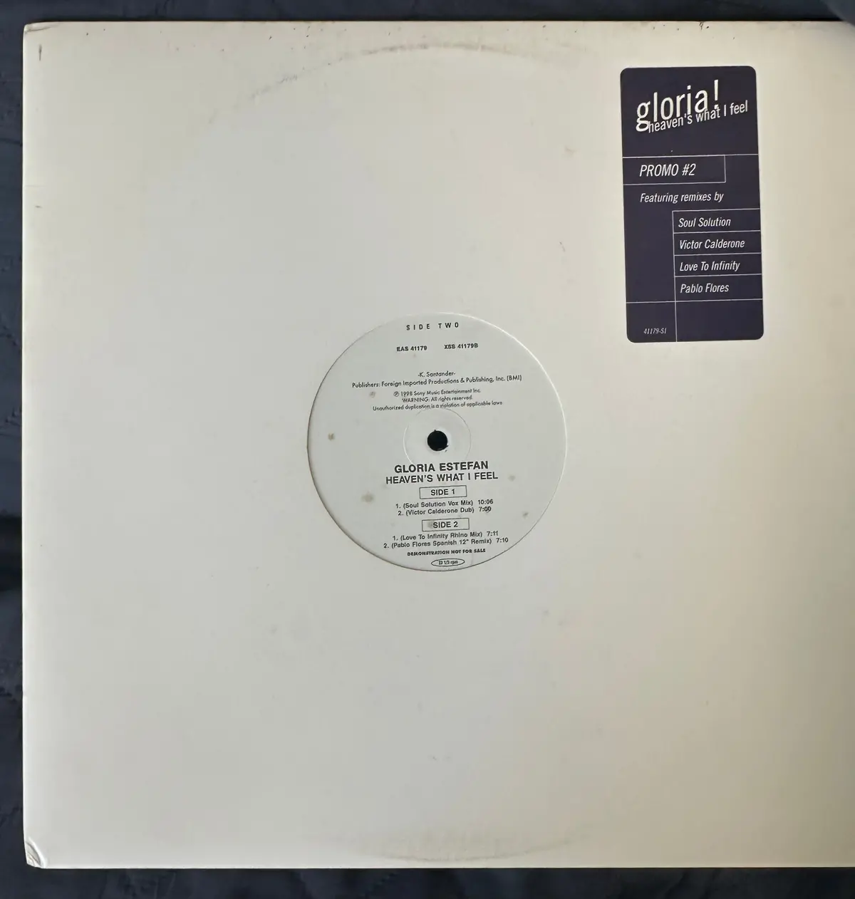 Gloria Estefan 12” Single - Heavens What I Feel Promo #2 Lp Vinyl - Used 1