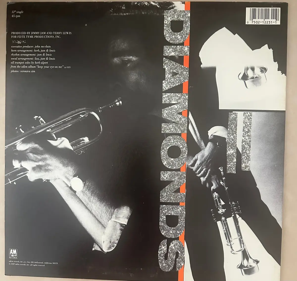 Herb Alpert Ft: Janet Jackson -- Diamonds 12" Single Lp Vinyl - Used 2