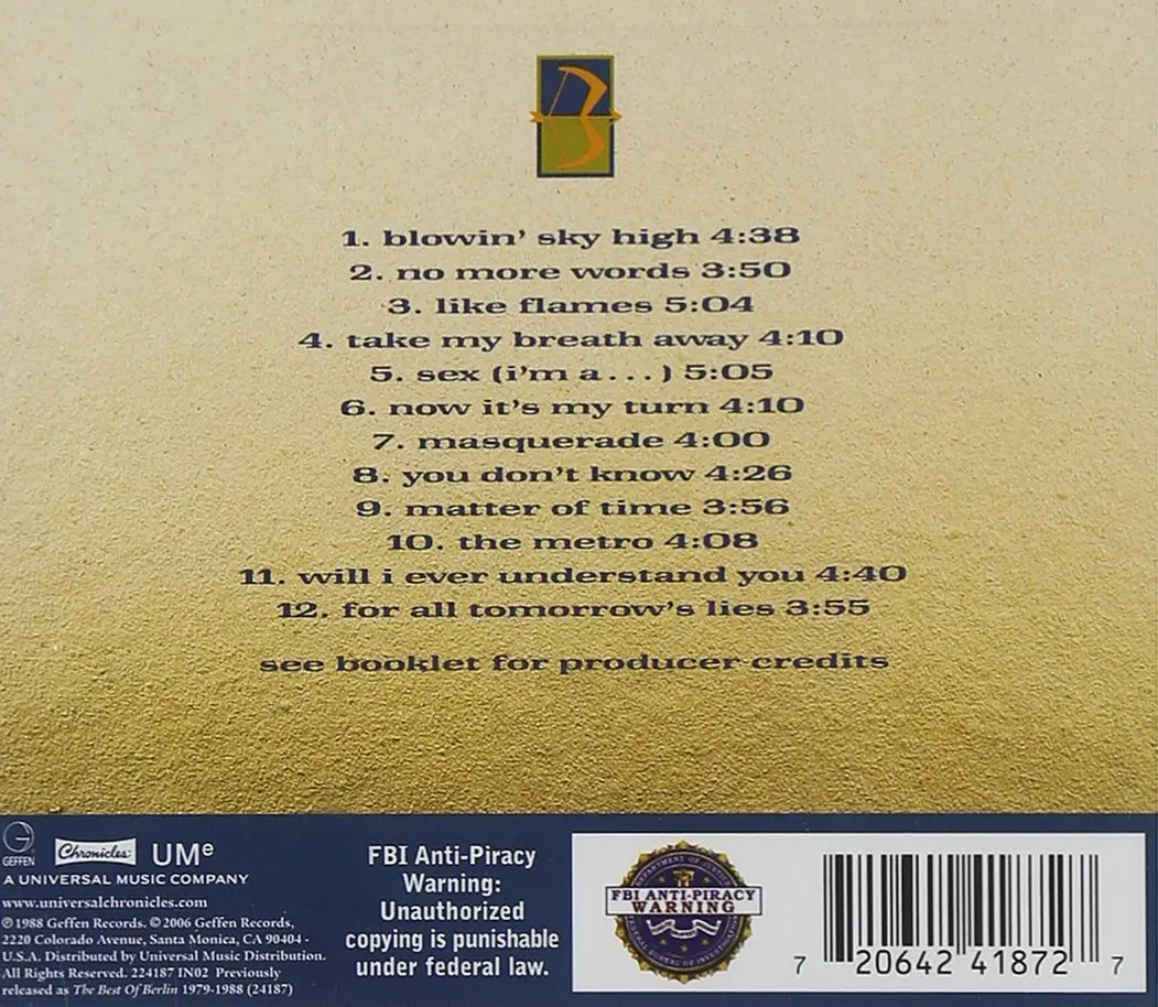 Berlin - Best Of 1977-1988 Cd - Used 2