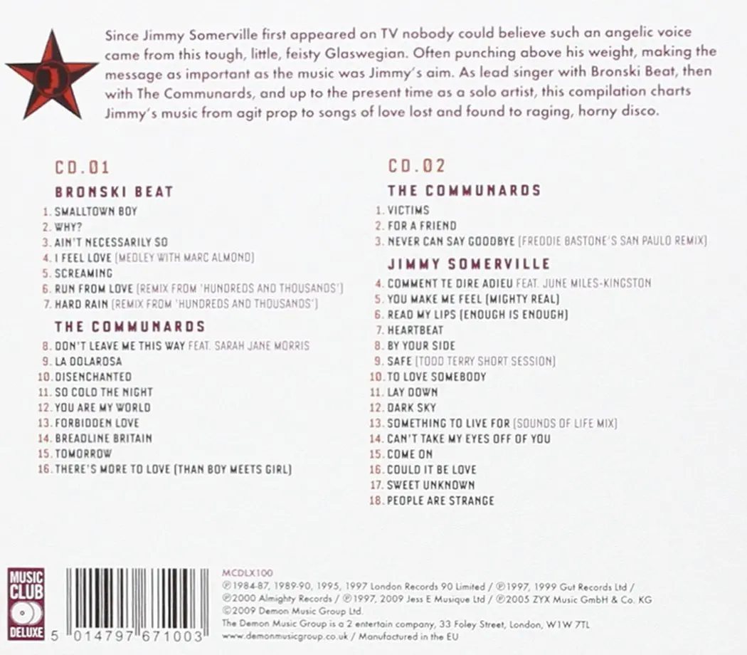 Jimmy Somerville - For A Friend: The Best Of Bronski Beat, The Communards & Jimmy Somerville 2Cd Set 2