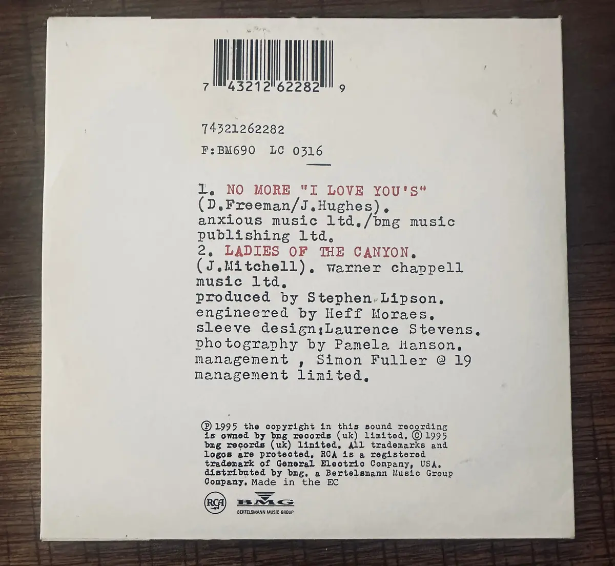 Annie Lennox - No More “I Love Youʼsˮ + B-Side (Cd Single) Used 2