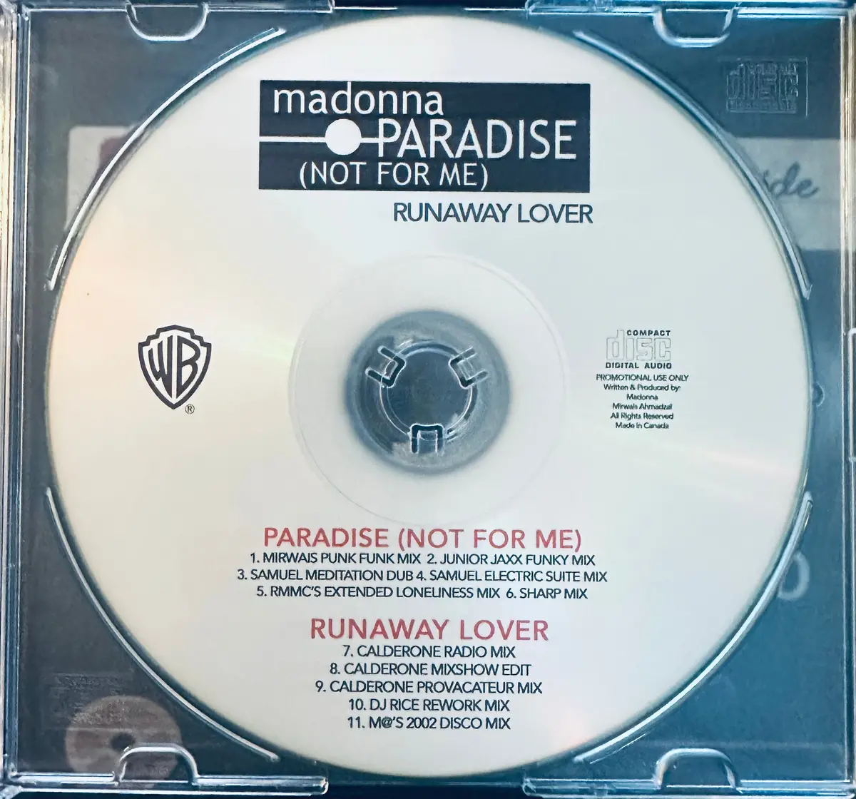 Madonna - Paradise (Not For Me) / Runaway Lover - Remix Ep (Dj) Cd Single 2