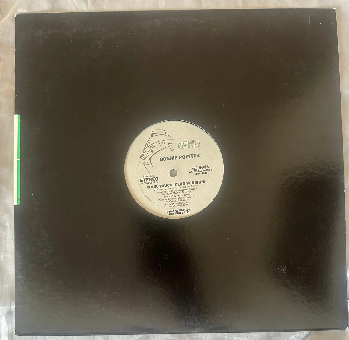 Bonnie Pointer Promotional 12" Single Your Touch Extended Version Club Version And Dub Version 1984 2