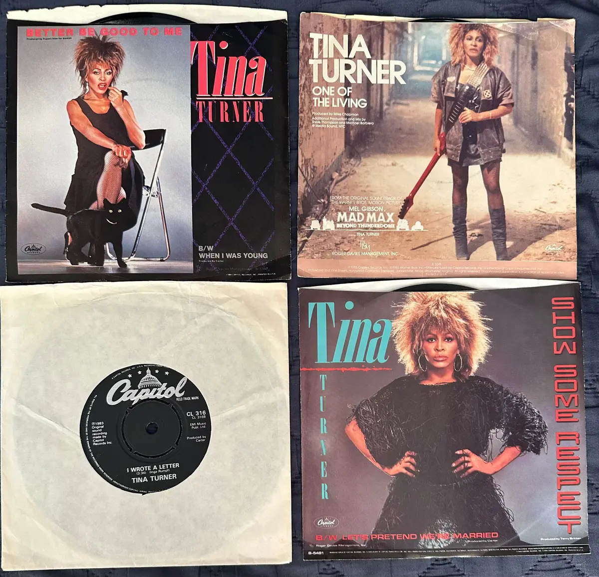 Tina Turner Set Of Four 7” Records 45’S - Used 2
