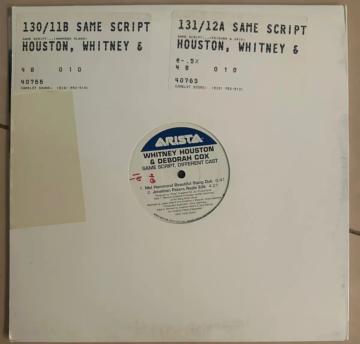 Whitney Houston Deborah Cox  - Same Script, Different Cast (Promo) 12" Single Lp Vinyl - Used 1
