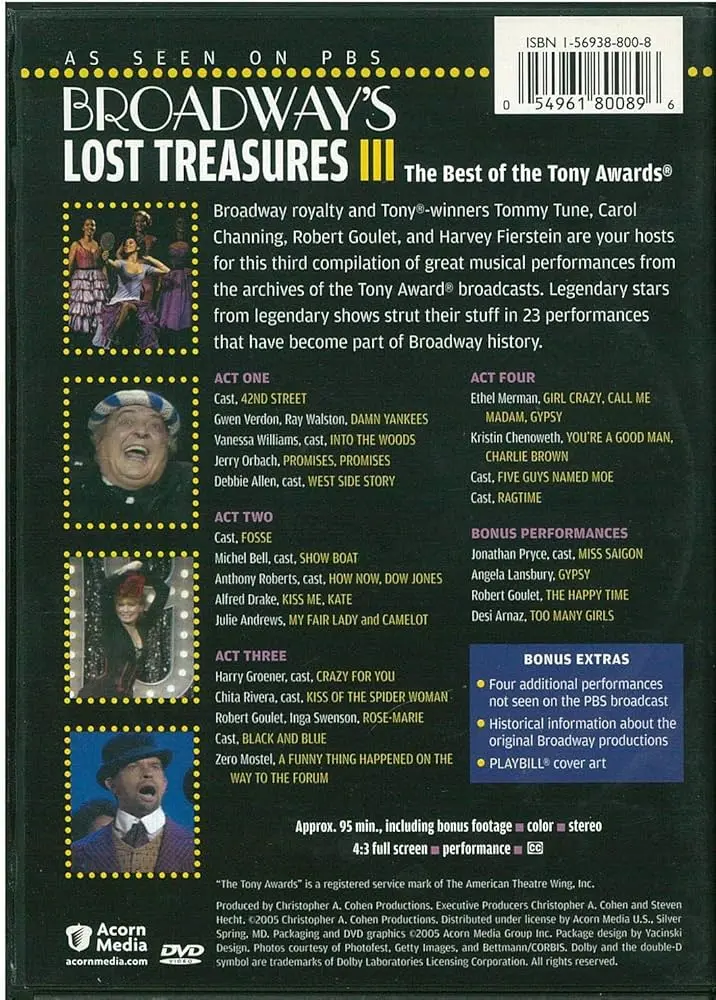 Broadway's Lost Treasures Vol.3 Dvd - New 2
