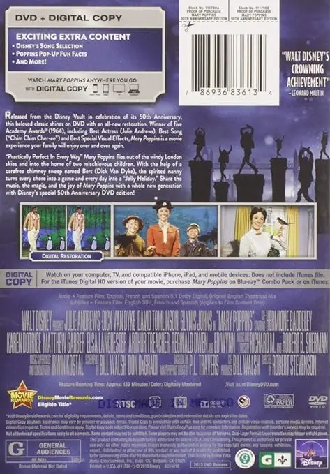 Mary Poppins: 50Th Anniversary Edition (Dvd + Digital Copy) - New 2