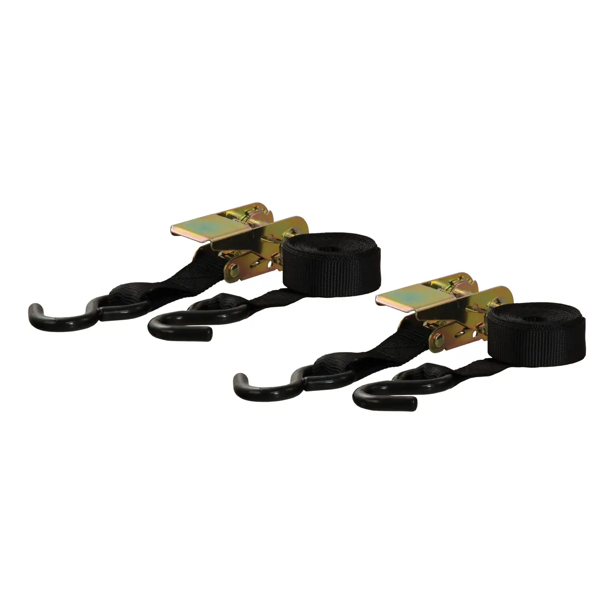 Curt 83009 1-Inch X 10-Foot Black Nylon Ratchet Straps, 1,500 Lbs. Break Strength, 2-Pack 1