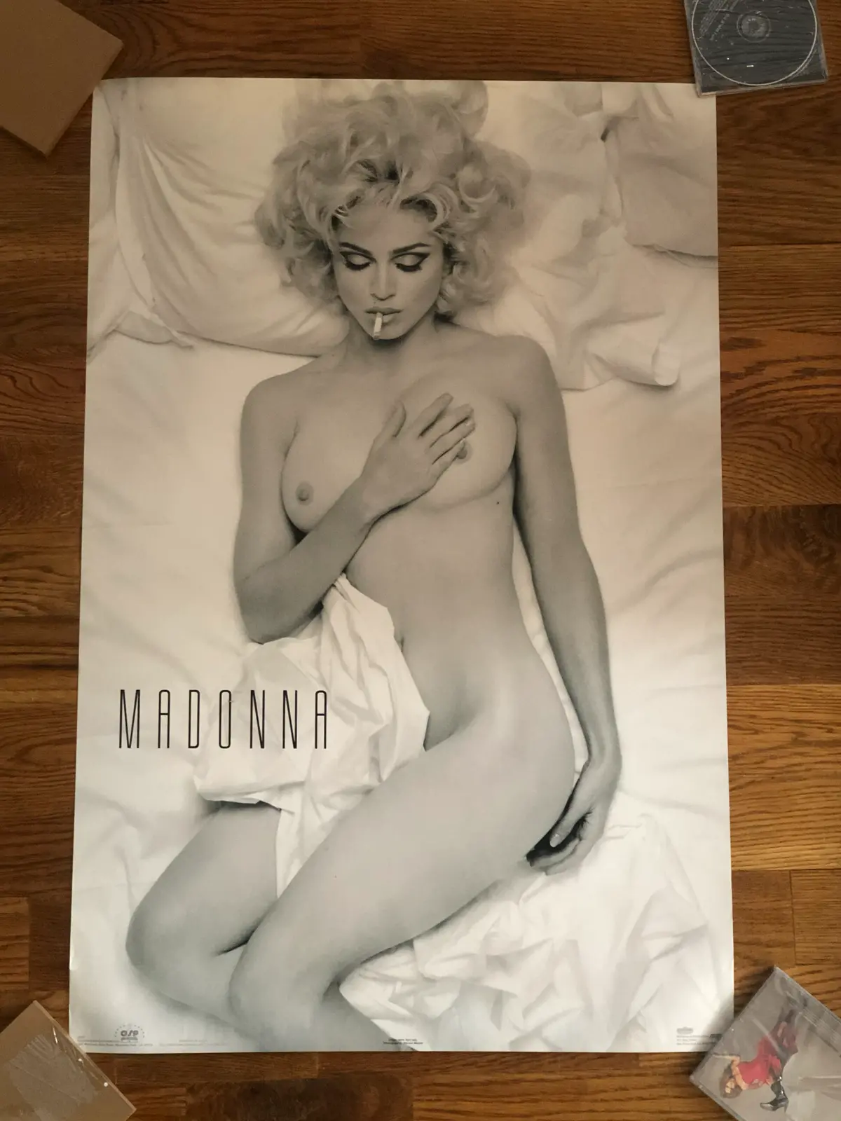 Madonna - Nude / In Bed Smoking Bad Girl 17X26 - 1992 Poster 1