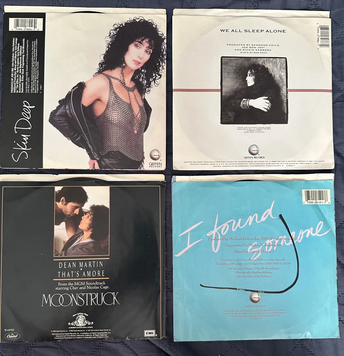 Cher - Set Of Four 7” 45 Records Used 2